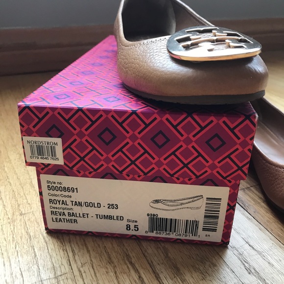 TORY BURCH TAN LEATHER BALLET FLATS - Picture 4 of 5